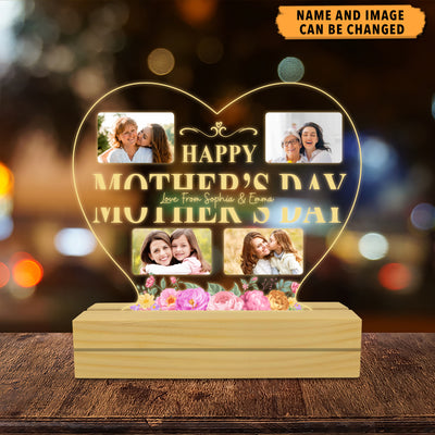 Happy Mother's Day Mother Personalized Plaque LED Night Light, Mother’s Day Gift for Mom, Mama, Parents, Mother, Grandmother - LP006PS02