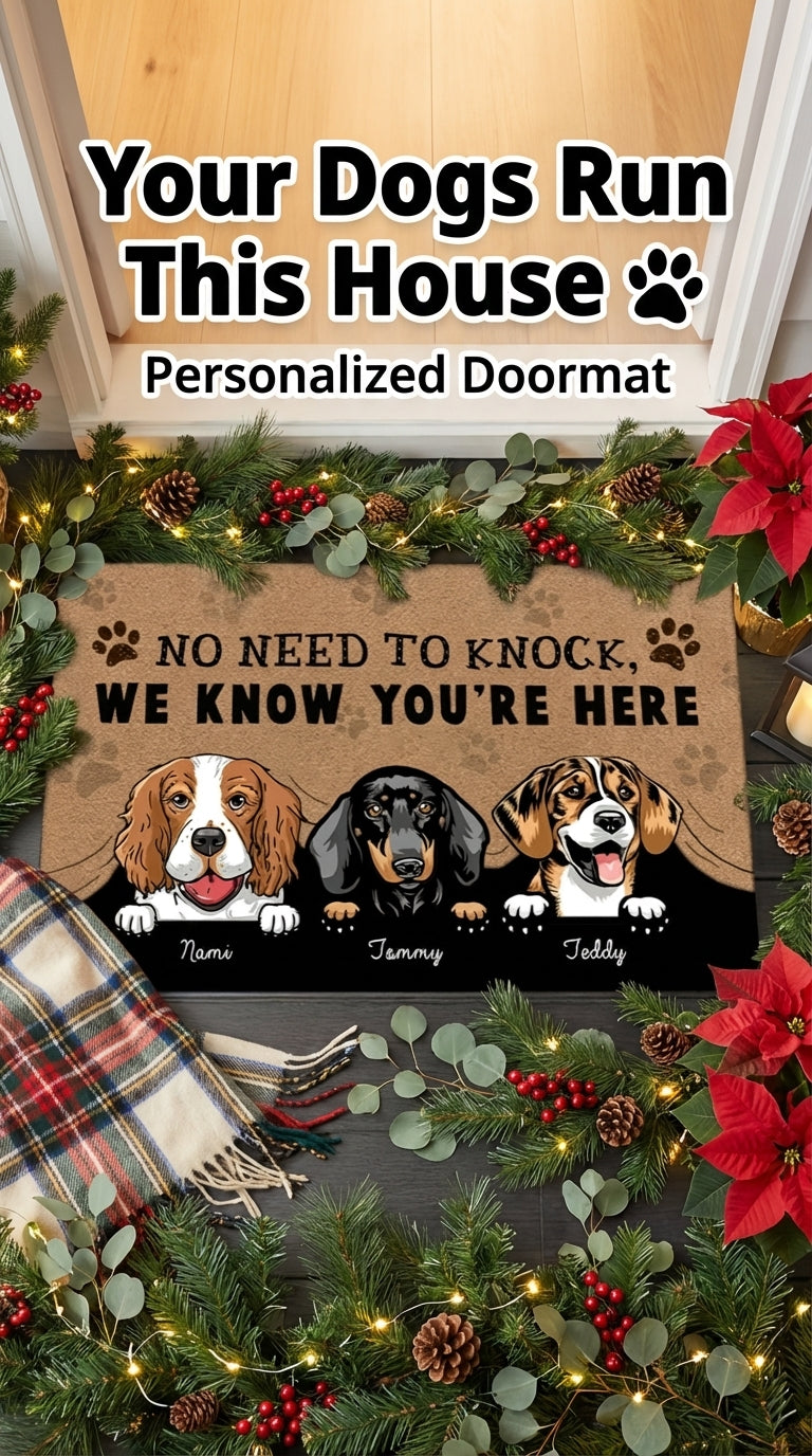 Dog Personalized Doormat, Personalized Gift for Dog Lovers, Dog Dad, Dog Mom - DM042PSre