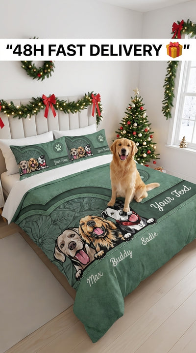 Dog Personalized Bedding Set, Personalized Gift for Dog Lovers, Dog Dad, Dog Mom - BD146PS05re