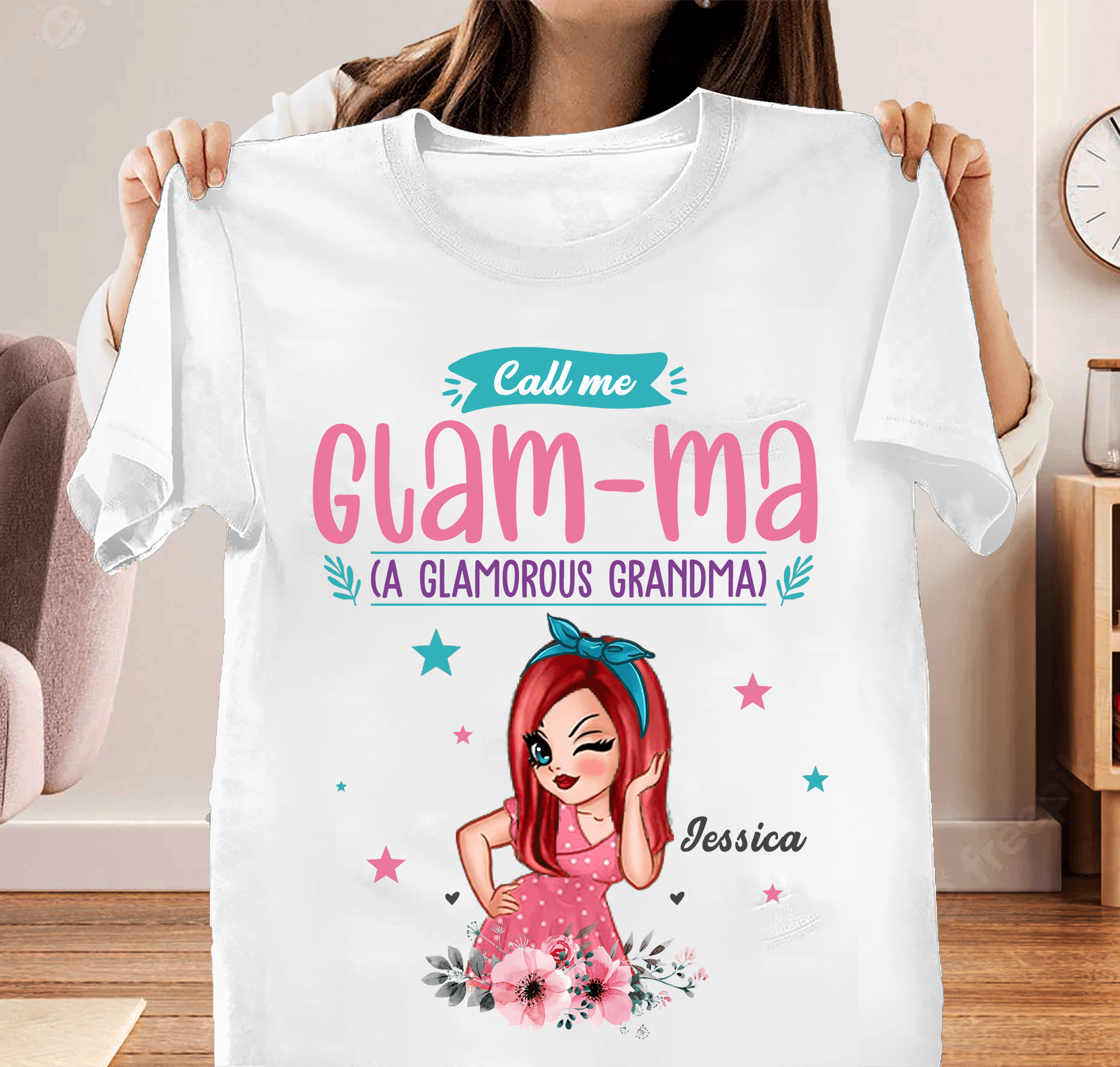 Call Me Glamma A Glamourous Grandma Personalized Shirt Personalized Gift for Nana Grandma Grandmother Grandparents TS401PS01 BMGifts