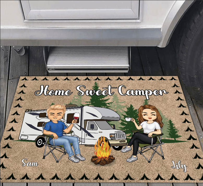 Camping Personalized Doormat, Personalized Gift for Camping Lovers - DM050PS05 - BMGifts