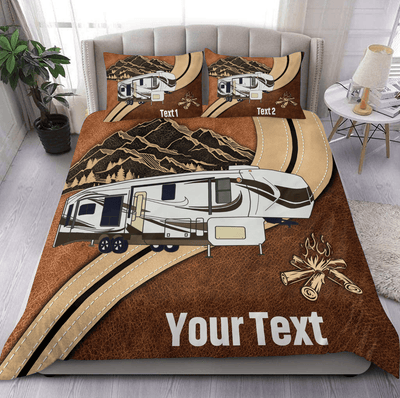 Camping Wavy All Brown Personalized Bedding Set, Personalized Gift for Camping Lovers - BD105PS08 - BMGifts