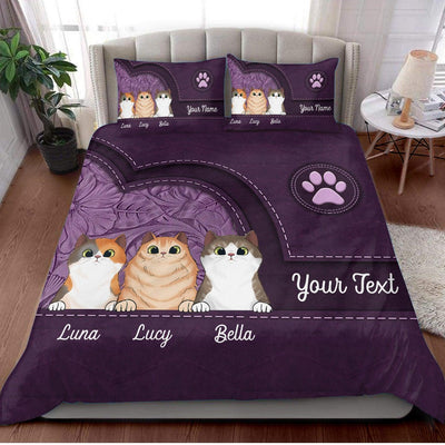 Cat Personalized Bedding Set, Personalized Gift for Cat Lovers, Cat Dad, Cat Mom - BD145PS05 - BMGifts