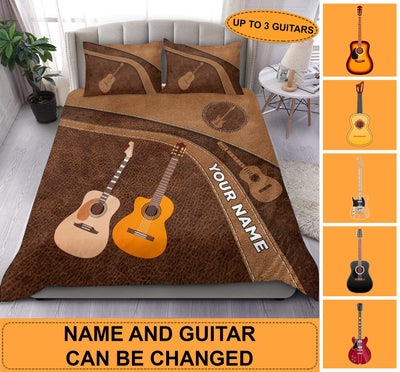 Cool Guitar Personalized Bedding Set, Personalized Gift for Music Lovers, Guitar Lovers - BD027PS08 - BMGifts