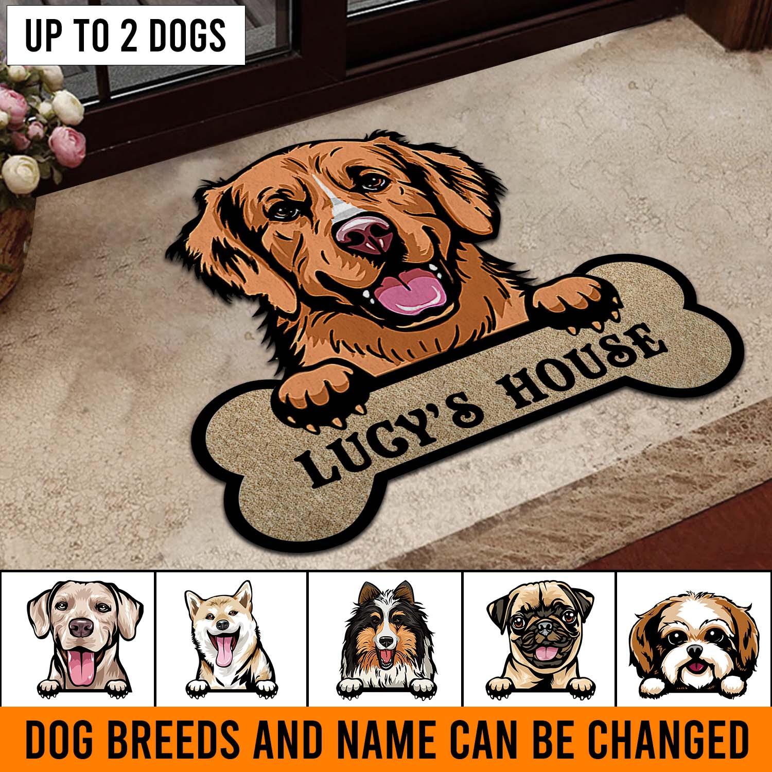 Golden Retriever | Dog | Personalized Doormat | Custom Doormat | Welcome  Mat | Housewarming Gift | Closing Gift | Last Name Door Mat