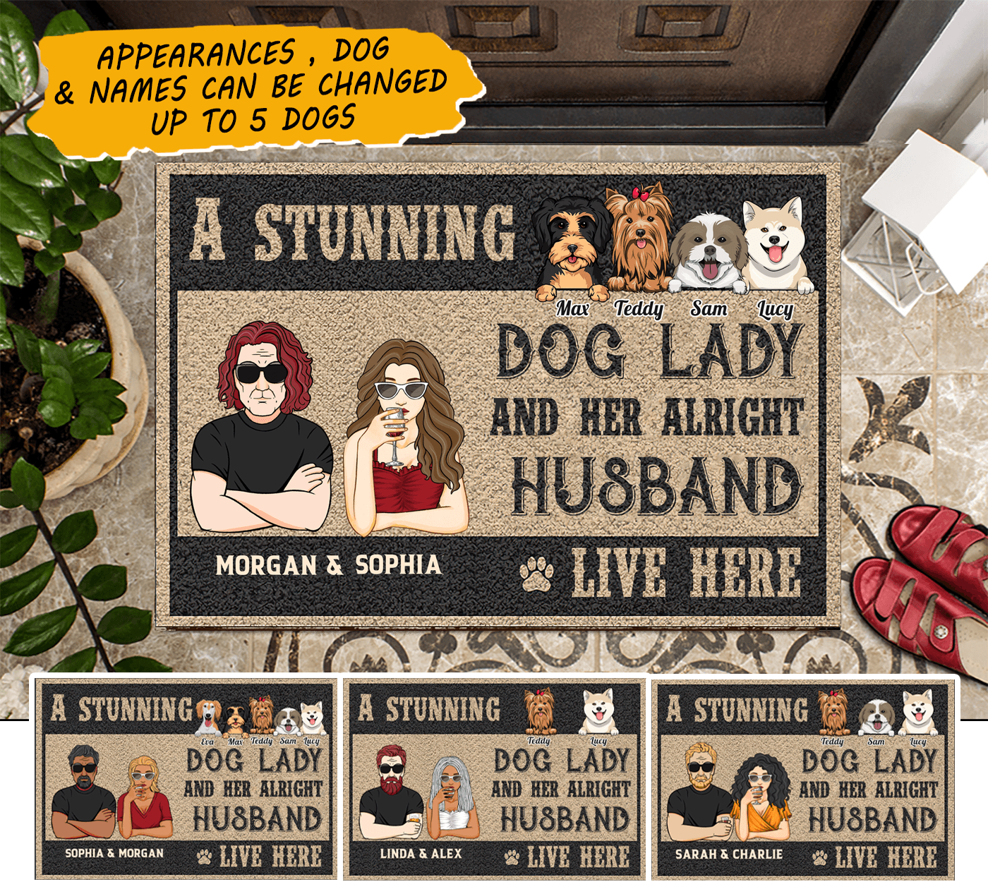 Dog Personalized Doormat, Personalized Gift for Dog Lovers, Dog Dad, Dog Mom - DM051PS05 - BMGifts