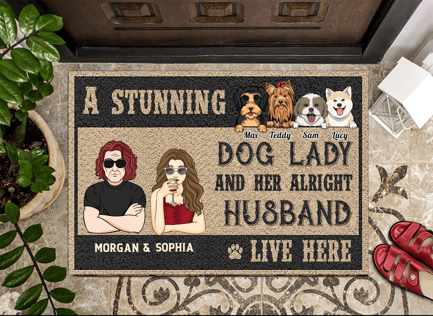 Dog Personalized Doormat, Personalized Gift for Dog Lovers, Dog Dad, Dog Mom - DM051PS05 - BMGifts