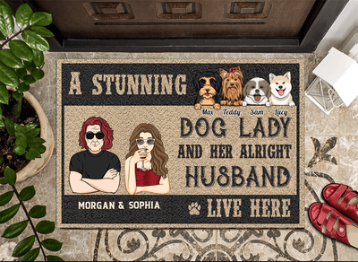 Dog Personalized Doormat, Personalized Gift for Dog Lovers, Dog Dad, Dog Mom - DM051PS05 - BMGifts