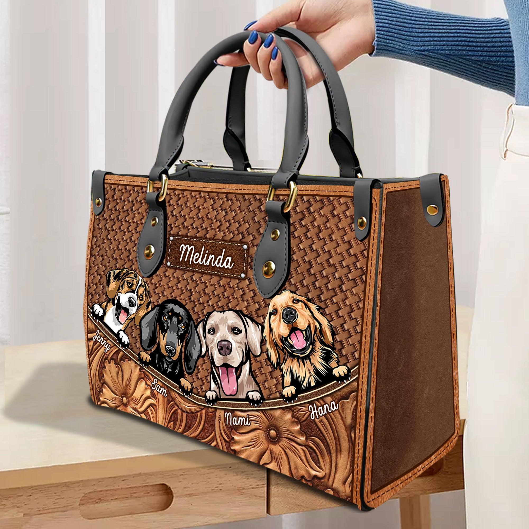 Dogs With Flowers Dog Personalized Leather Handbag, Personalized Gift For  Dog Lovers, Dog Dad, Dog Mom - LD018PS12