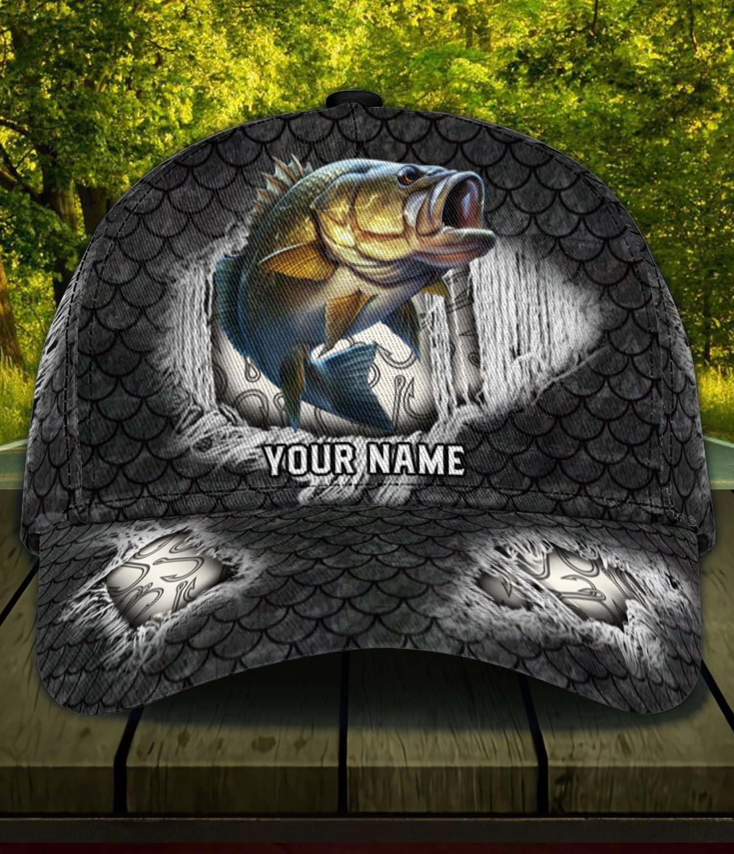 Fishing with Fish Scales Details Personalized Cap, Personalized Gift for Fishing Lovers - CP254PS08