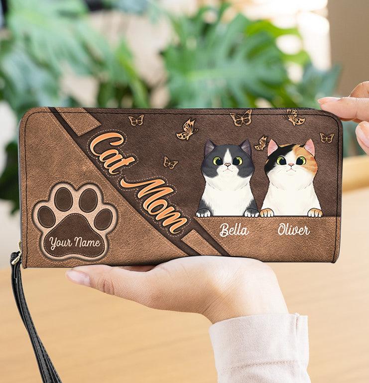 Gift For Mother Cat Personalized Clutch Purse Personalized Gift for Cat Lovers Cat Mom Cat Dad PU103PS05