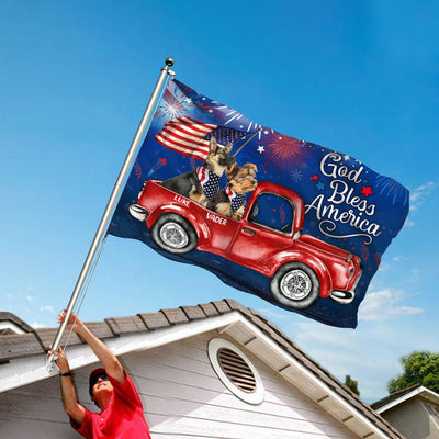 God Bless America Dog Personalized Flag, Personalized Gift for Dog Lovers, Dog Dad, Dog Mom - GA024PS06 - BMGifts