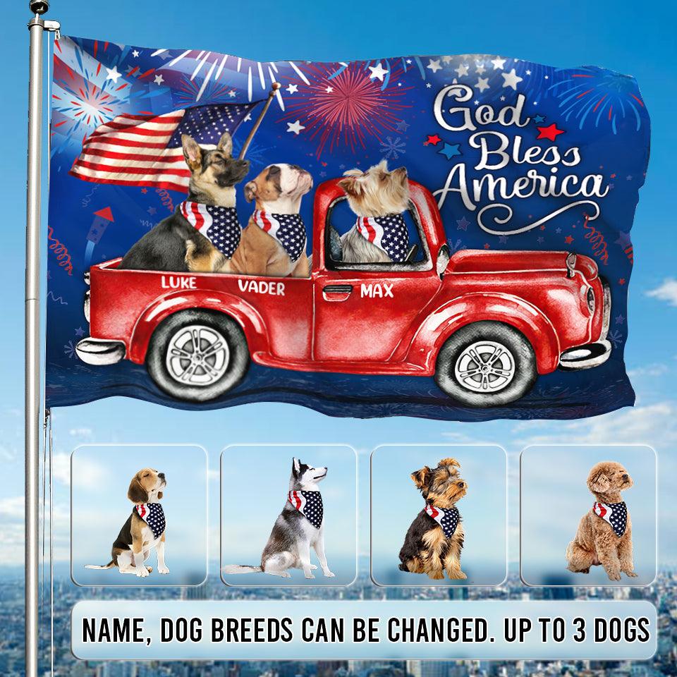 God Bless America Dog Personalized Flag, Personalized Gift for Dog Lovers, Dog Dad, Dog Mom - GA024PS06 - BMGifts