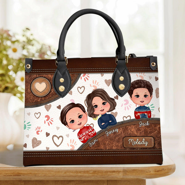 Personalized Leather Bucket Bag Gift For Grandma Grandma's