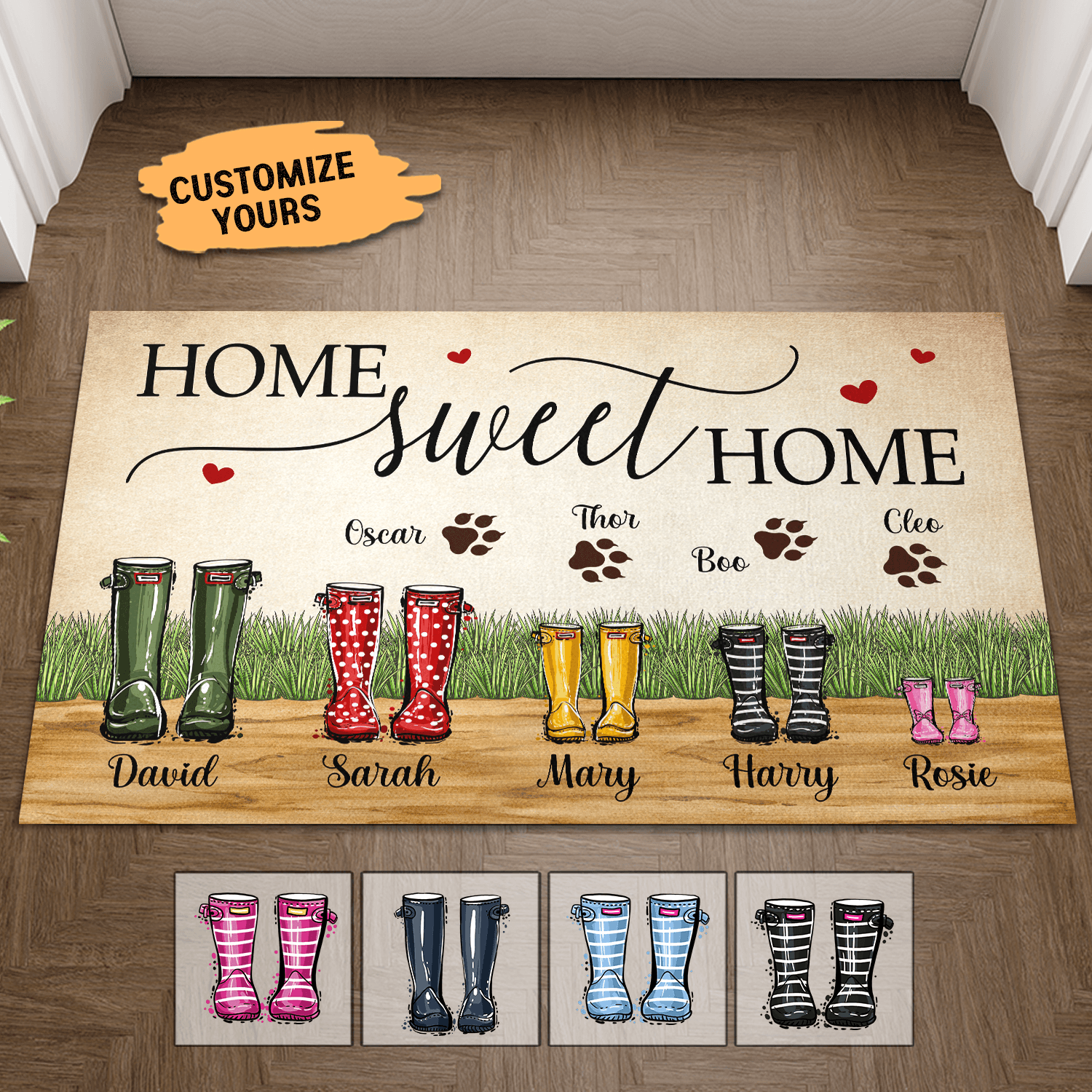 Home Sweet Home Dog Personalized Doormat, Personalized Gift for Dog Lovers, Dog Dad, Dog Mom - DM073PS01 - BMGifts