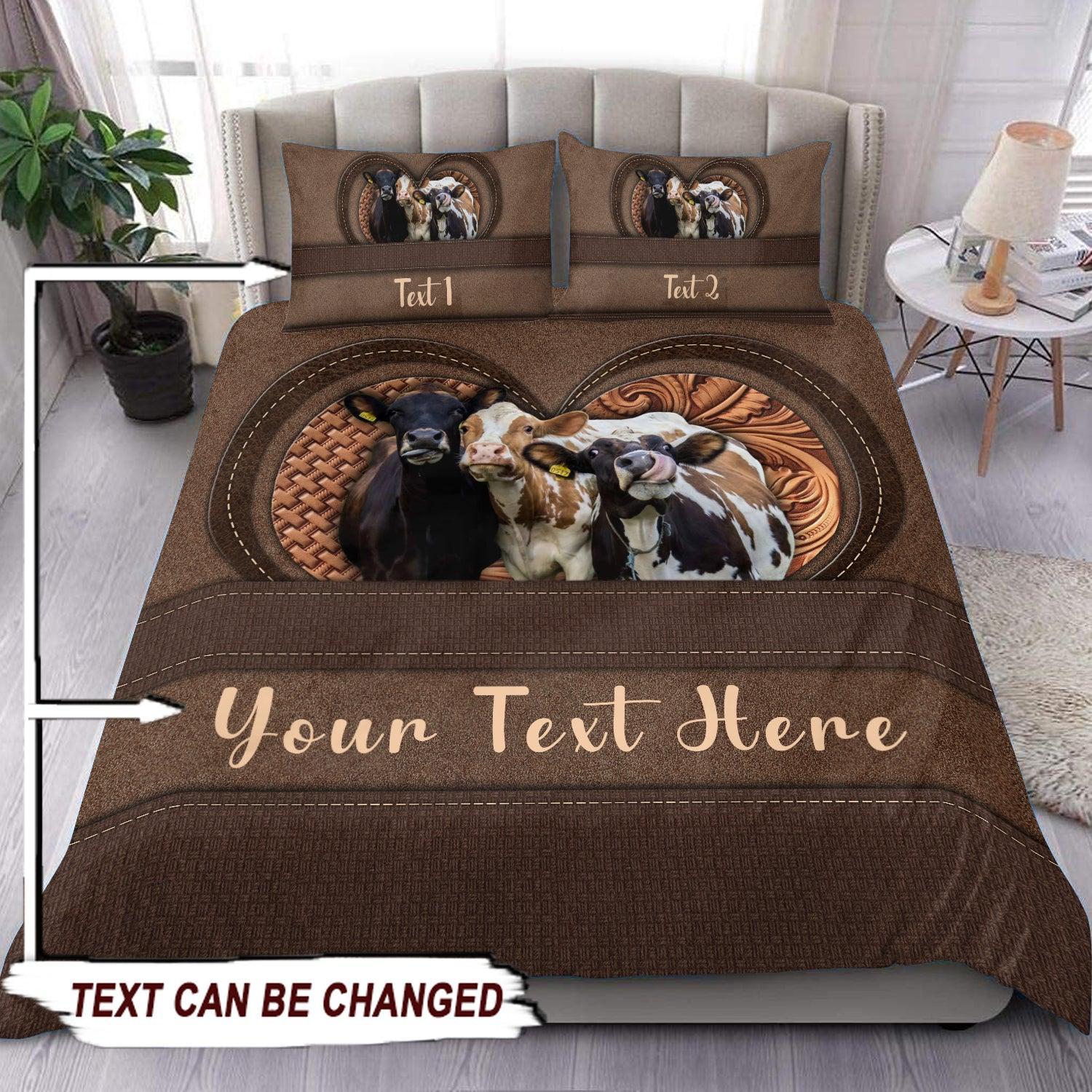Personalized Cow Bedding Set, Personalized Gift for Farmers, Cow Lovers, Chicken Lovers - BD046PS06 - BMGifts