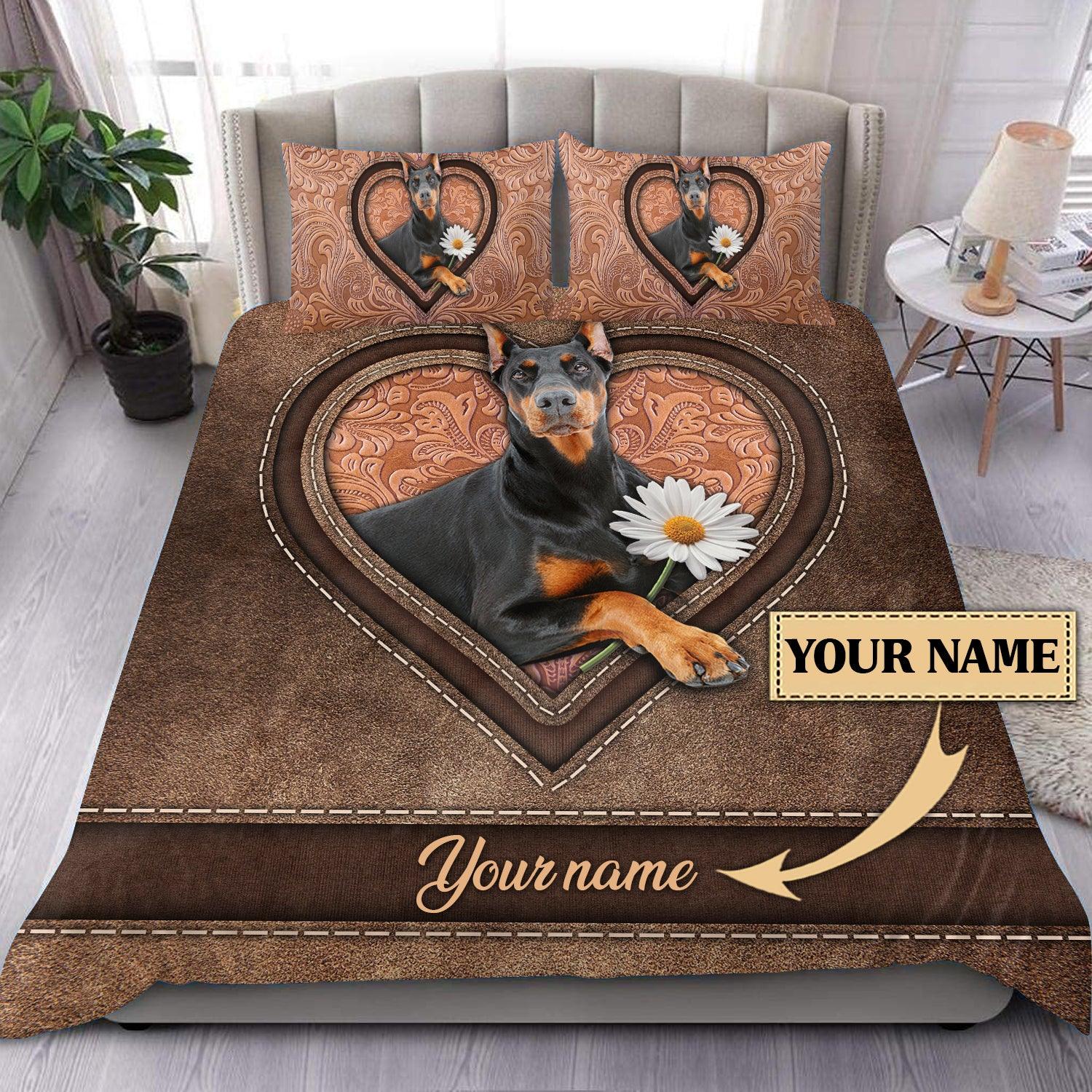 Personalized Doberman Bedding Set, Personalized Gift for Doberman Lovers - BD102PS - BMGifts