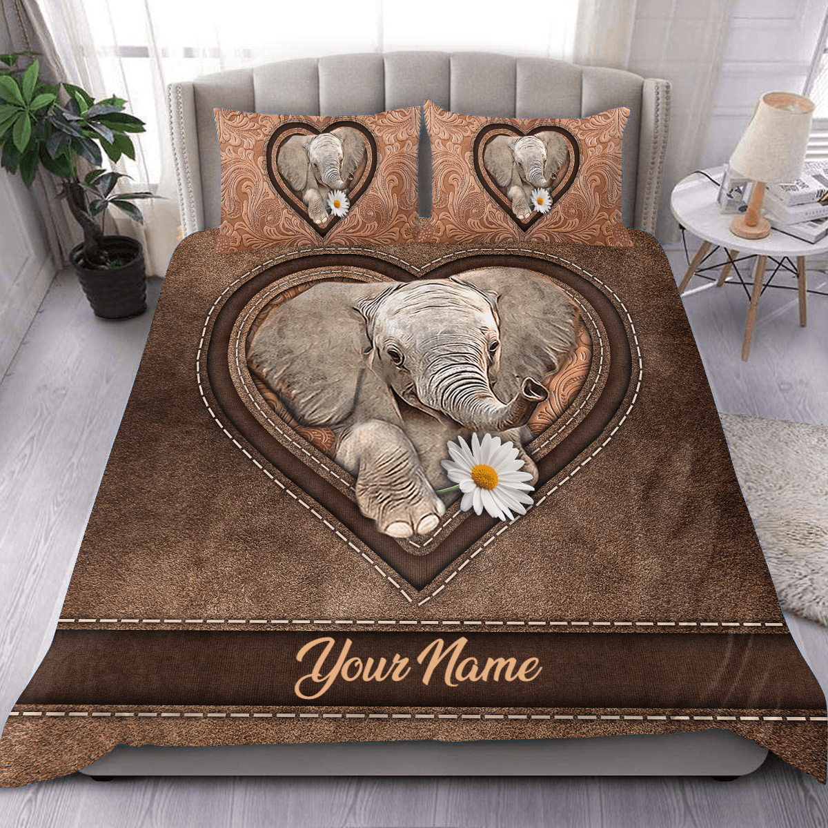 Personalized Elephant Bedding Set, Personalized Gift for Elephant Lovers - BD103PS - BMGifts