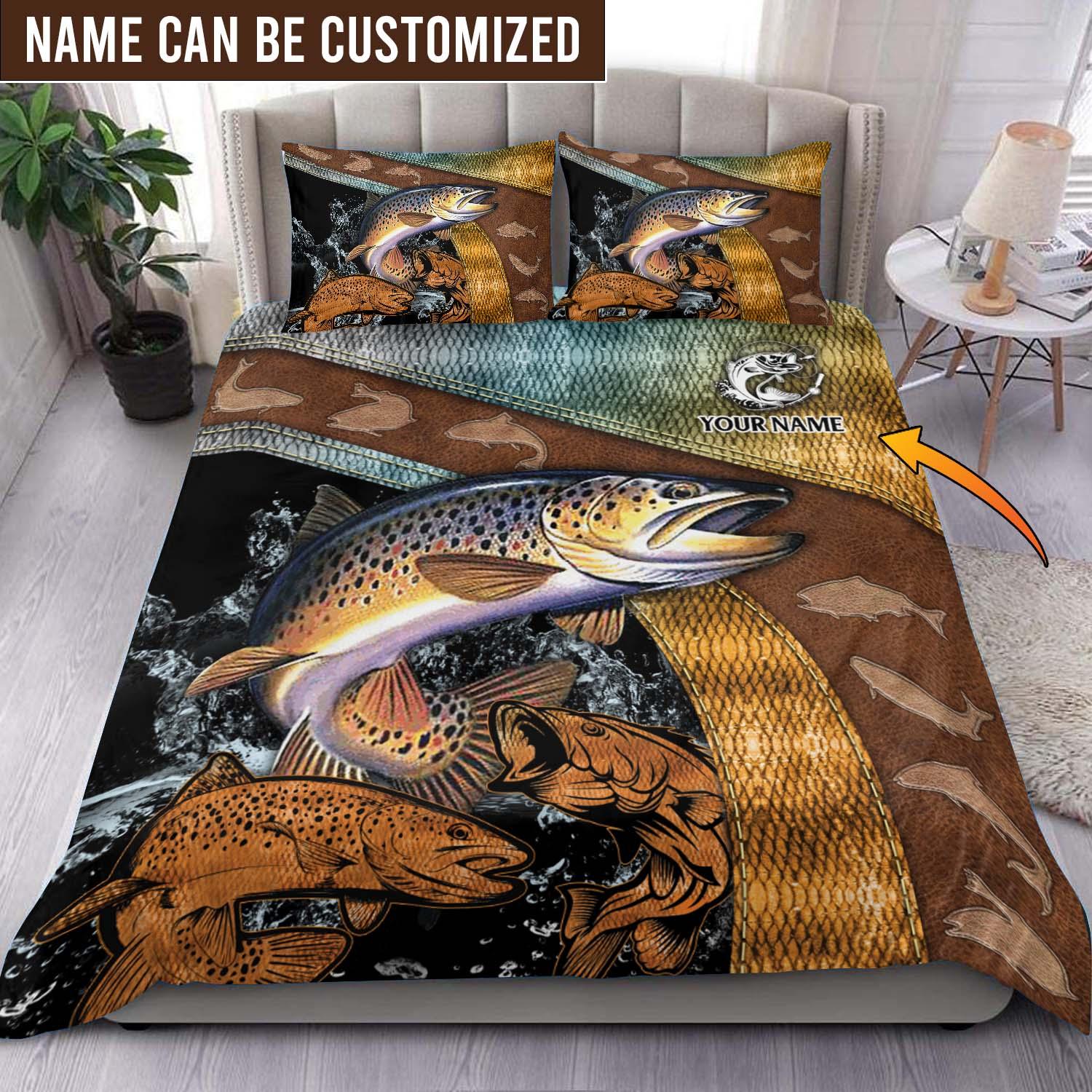 Personalized Fishing Bedding Set, Personalized Gift for Fishing Lovers -  BD186PS06