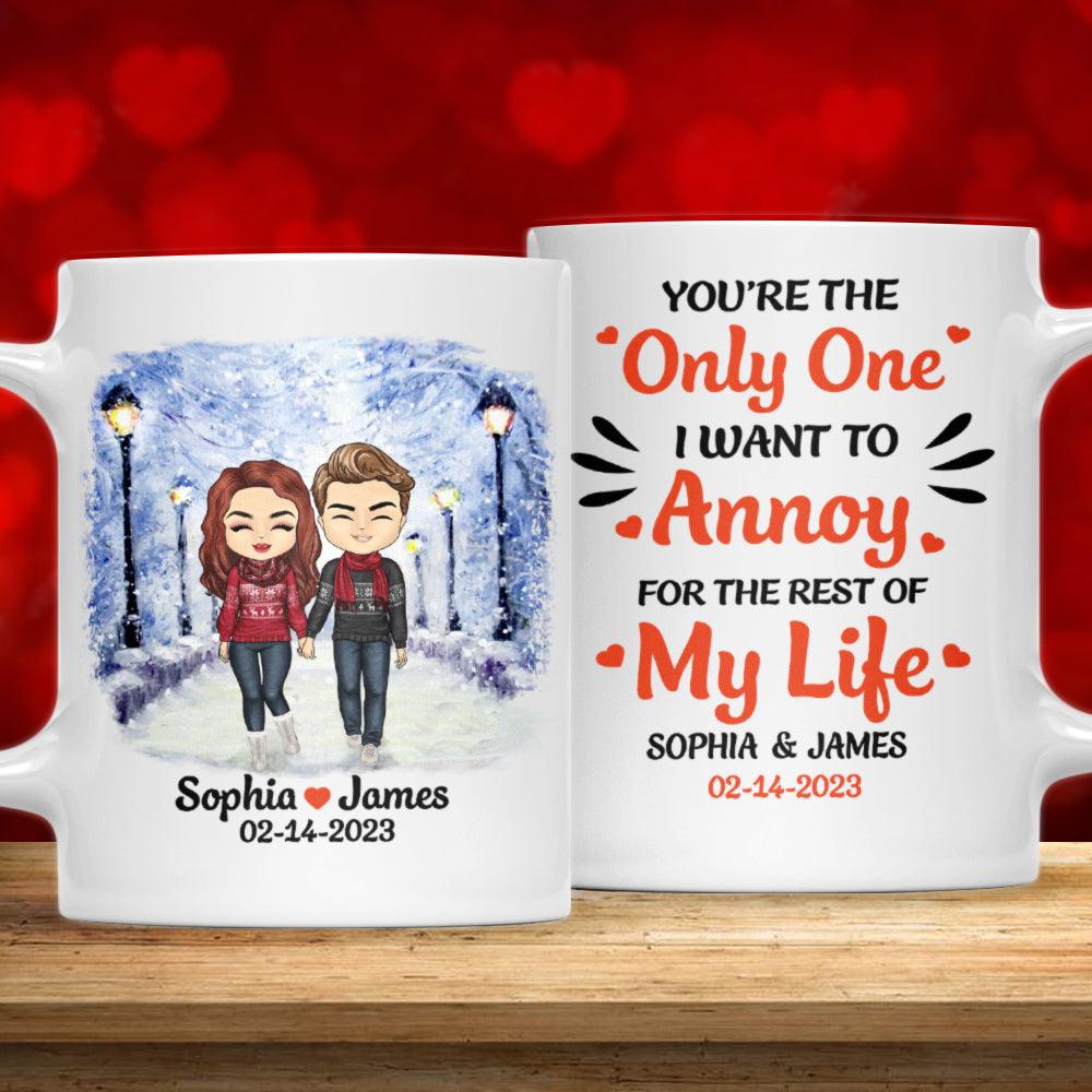 Coffee mug with love message: For another 366 days with you