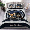 Denim Heart Shape Dog Personalized Bedding Set, Personalized Gift for Dog Lovers, Dog Dad, Dog Mom - BD144PS02