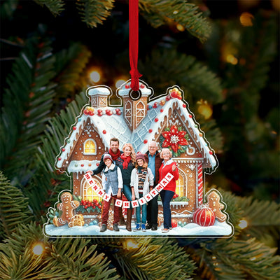 Gingerbread House Family Personalized Custom Shaped Acrylic Ornament, Christmas Gift for Couples, Husband, Wife, Parents, Lovers - SA013PS02