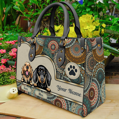 Paws Dog Mom Dog Personalized Leather Handbag, Mother’s Day Gift for Dog Lovers, Dog Dad, Dog Mom - LD115PS02
