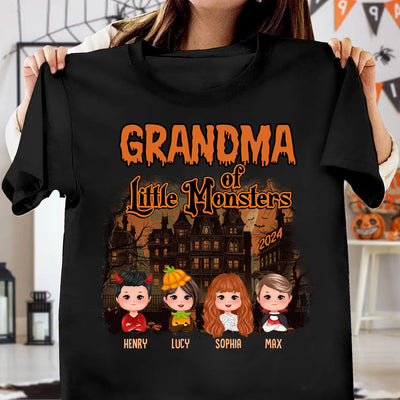 Grandma Of Little Monsters Grandma Personalized Shirt, Halloween Gift for Nana, Grandma, Grandmother, Grandparents - TSC73PS02