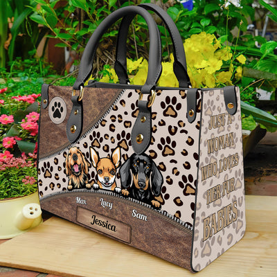 Leopard Pattern Dog Personalized Leather Handbag, Mother’s Day Gift for Dog Lovers, Dog Dad, Dog Mom - LD114PS02