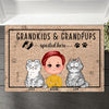 Grandkids And Grandpups Spoiled Here Cat Personalized Doormat, Personalized Gift for Cat Lovers, Cat Mom, Cat Dad - DM112PS02