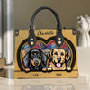 Metallic Leather Mandala Dog Personalized Lady Handbag, Personalized Gift for Dog Lovers, Dog Dad, Dog Mom - LD131PS02