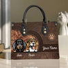 Flower Colorful Dog Personalized Leather Handbag, Personalized Gift for Dog Lovers, Dog Dad, Dog Mom - LD118PS02