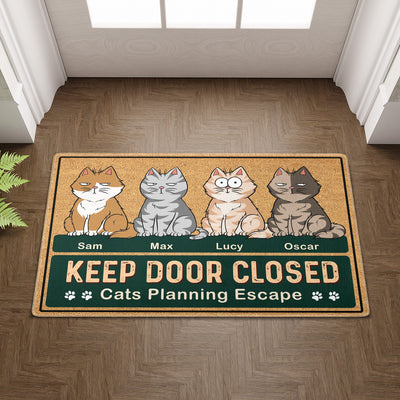 Keep Door Closed Cat Personalized Doormat, Personalized Gift for Cat Lovers, Cat Mom, Cat Dad - DM106PS02