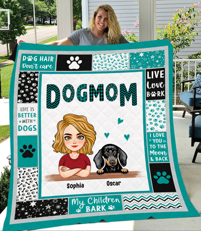 Dog Mom Dog Personalized Premium Fleece Blanket, Mother’s Day Gift for Dog Lovers, Dog Dad, Dog Mom - QB078PS02