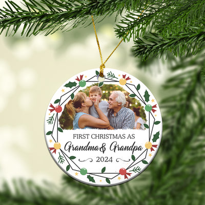 First Christmas Grandma Personalized Round Ornament, Christmas Gift for Nana, Grandma, Grandmother, Grandparents - RO116PS02