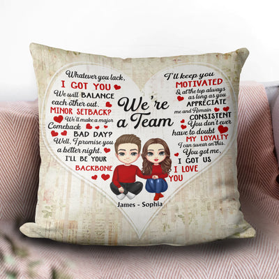 We're A Team Couple Personalized Linen Pillow, Valentine Gift for Couples, Husband, Wife, Parents, Lovers - PL068PS02