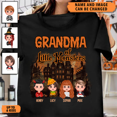 Grandma Of Little Monsters Grandma Personalized Shirt, Halloween Gift for Nana, Grandma, Grandmother, Grandparents - TSC73PS02