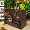 Flower Colorful Dog Personalized Leather Handbag, Personalized Gift for Dog Lovers, Dog Dad, Dog Mom - LD118PS02