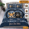 New Flower Denim Dog Personalized Bedding Set, Personalized Gift for Dog Lovers, Dog Dad, Dog Mom - BD143PS02