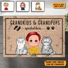 Grandkids And Grandpups Spoiled Here Cat Personalized Doormat, Personalized Gift for Cat Lovers, Cat Mom, Cat Dad - DM112PS02