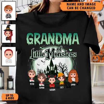 Grandma Of Little Monsters Grandma Personalized Shirt, Halloween Gift for Nana, Grandma, Grandmother, Grandparents - TSC72PS02