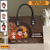 Blessed Grandma Grandma Personalized Leather Handbag, Personalized Gift for Nana, Grandma, Grandmother, Grandparents - LD119PS02