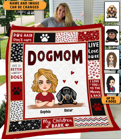 Dog Mom Dog Personalized Premium Fleece Blanket, Mother’s Day Gift for Dog Lovers, Dog Dad, Dog Mom - QB078PS02