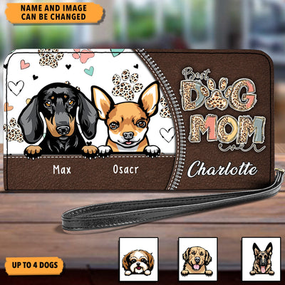 Best Dog Mom Ever Dog Personalized Clutch Purse, Personalized Gift for Dog Lovers, Dog Dad, Dog Mom - PU099PS02