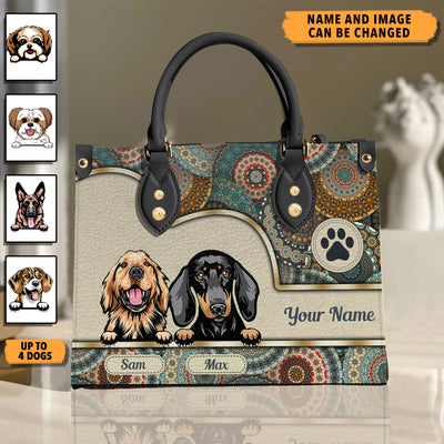Paws Dog Mom Dog Personalized Leather Handbag, Mother’s Day Gift for Dog Lovers, Dog Dad, Dog Mom - LD115PS02