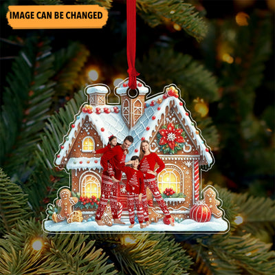 Gingerbread House Family Personalized Custom Shaped Acrylic Ornament, Christmas Gift for Couples, Husband, Wife, Parents, Lovers - SA013PS02