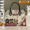 Paws Pattern Dog Personalized Leather Handbag, Mother’s Day Gift for Dog Lovers, Dog Dad, Dog Mom - LD116PS02