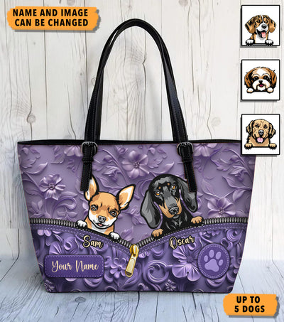 3D Dusty Floral Pattern Dog Dog Personalized Totebag, Personalized Gift for Dog Lovers, Dog Dad, Dog Mom - TO215PS02