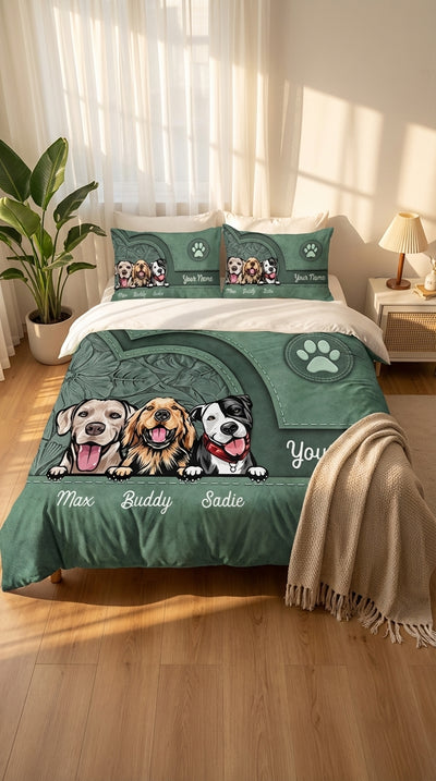 Dog Personalized Bedding Set, Personalized Gift for Dog Lovers, Dog Dad, Dog Mom - BD146PS05re