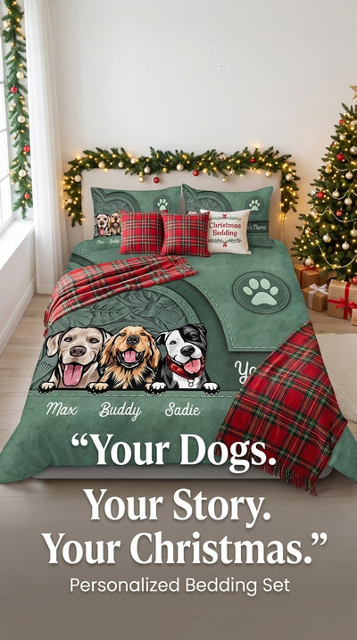 Dog Personalized Bedding Set, Personalized Gift for Dog Lovers, Dog Dad, Dog Mom - BD146PS05re